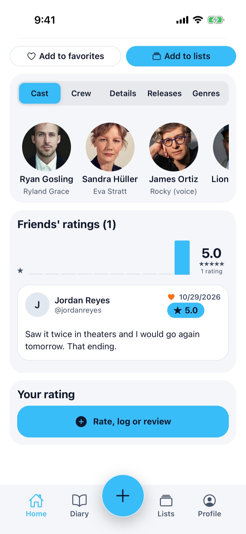 Friends' ratings: See what the people you follow gave it